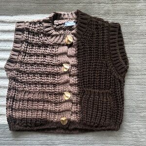 Zara Brown Knit Cardigan with Gold Buttons